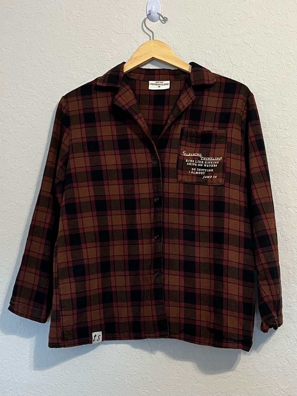 Taylor Swift Evermore Rush Gold Jump In Plaid Flannel Pajama Top XS TS Merch